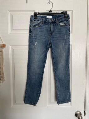 Studio Blue Womens 27 Medium Blue Distressed Straight-Leg Jeans